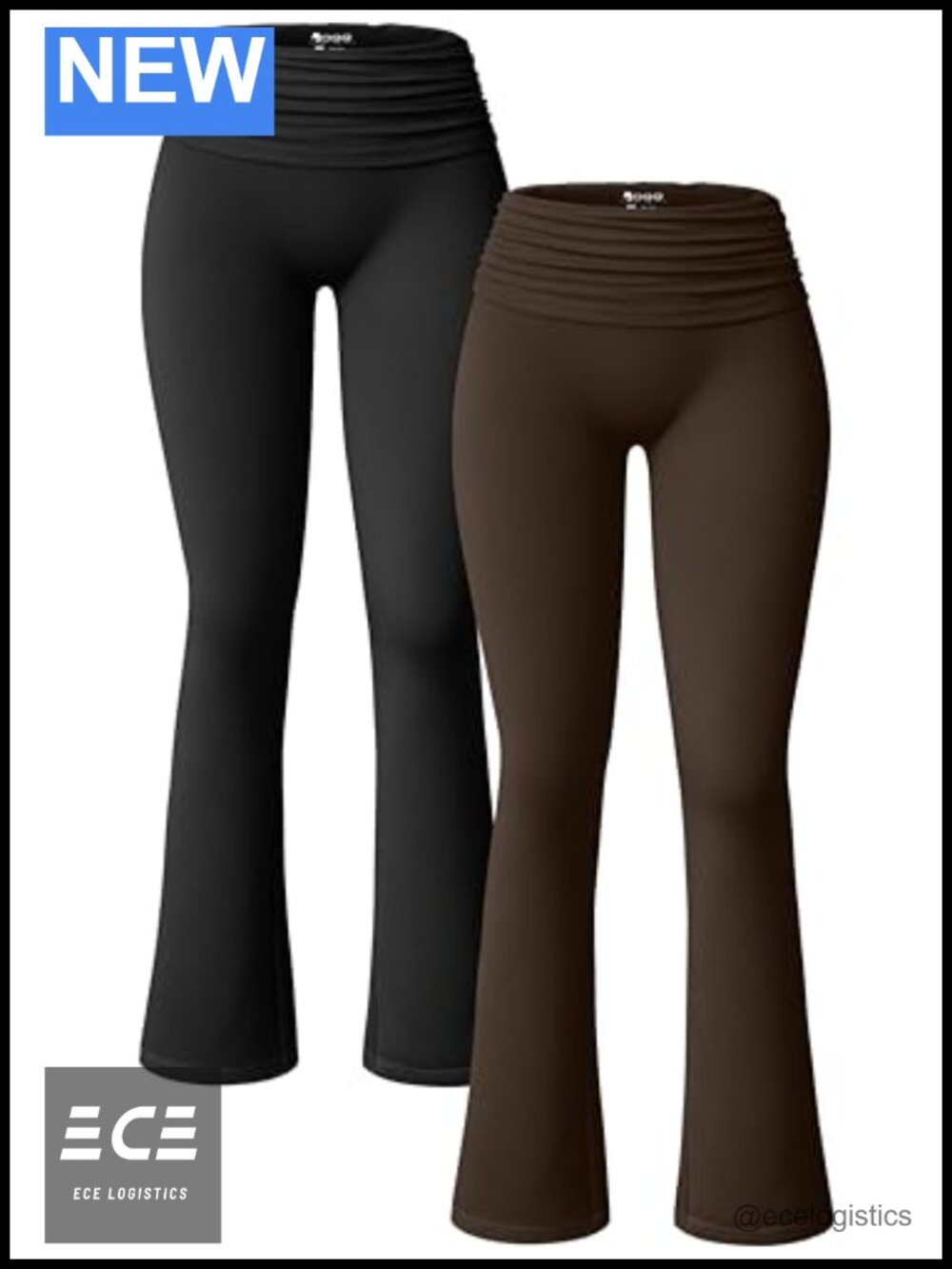 OQQ Women's 2 Piece Flared Leggings Casual Yoga Pants Stretch Knit